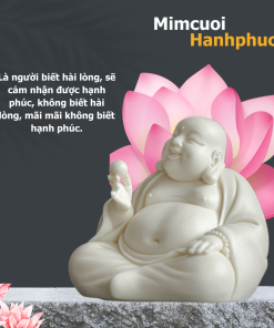 Tượng Phật Di Lặc sứ trắng cười hoan hỷ trang trí phòng khách, bàn làm việc, để xe ô tô MCHP003