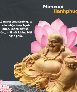 Phật Di Lặc cười hoan hỷ, chất liệu gỗ, trang trí bàn làm việc, phòng khách MCHP006