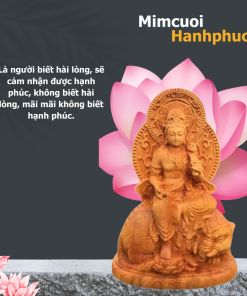 Tượng Phổ Hiền Bồ Tát ngồi voi gỗ thủ công, trang trí xe ô tô, trang trí phòng khách, không gian gia đình MCHH 010