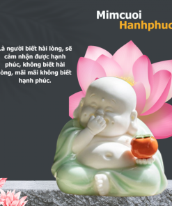 Tượng Phật Di Lặc hỷ lạc Sứ trắng, trang trí gia đình, bàn làm việc, để xe ô tô – MCHP001