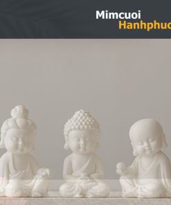 Tam Phật Như Lai dáng tự tại sứ trắng trang trí phòng khách, bàn làm việc MCHP005