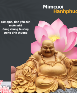 Phật Di Lặc cười hoan hỷ, chất liệu gỗ, trang trí bàn làm việc, phòng khách MCHP006 3 Phật Di Lặc cười hoan hỷ, chất liệu gỗ, trang trí bàn làm việc
