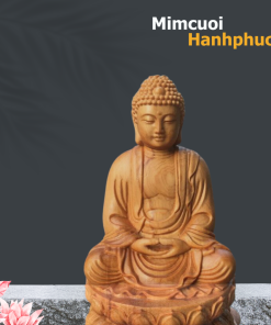 Tượng Phật A Di Đà khắc gỗ thủ công vàng bóng, trang trí phòng khách, không gian gia đình, để xe ô tô
