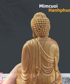 Tượng Phật Thích Ca Mâu Ni ngồi đài sen gỗ thủ công, trang trí xe ô tô, trang trí phòng khách, không gian gia đình MCHH009