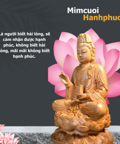 Combo tượng Bồ Tát gỗ trang trí xe ô tô, trang trí phòng khách, MCHH 012 3 Tượng Quán Thế Âm khắc gỗ Thuja ngồi đài sen, trang trí xe ô tô