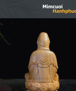 Tượng Quán Thế Âm khắc gỗ Thuja ngồi đài sen, trang trí xe ô tô, trang trí phòng khách, không gian gia đình MCHH 011