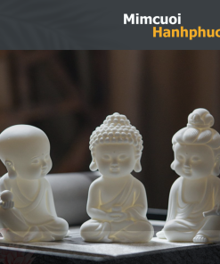 Tam Phật Như Lai dáng tự tại sứ trắng trang trí phòng khách, bàn làm việc MCHP005